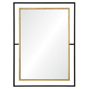 Maklaine Gray 28&quot Contemporary Metal Framed Mirror in Antique Gold/Black