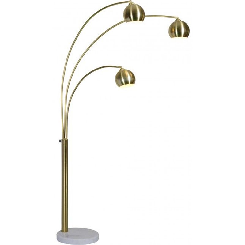 Maklaine Modern 3 Light Floor Lamp in Satin Brass