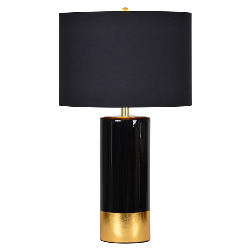 Maklaine Modern Round Ceramic Table Lamp in Black and Gold