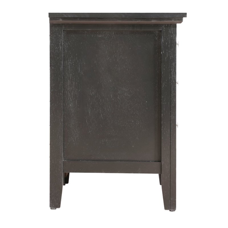 Maklaine Traditional 3 Drawer Nightstand in Black