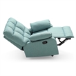 Maklaine Contemporary Fabric Rocker Recliner in Teal Turquoise