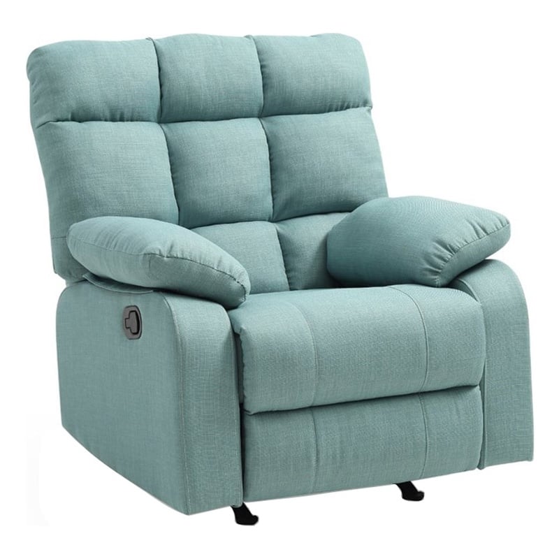 Maklaine Contemporary Fabric Rocker Recliner in Teal Turquoise