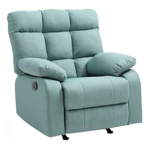Maklaine Contemporary Fabric Rocker Recliner in Teal Turquoise