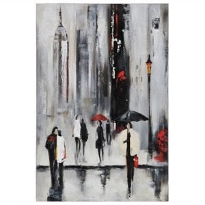 Maklaine Contemporary Bustling City Frameless Canvas Wall Art