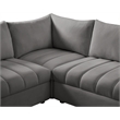 Maklaine Contemporary Velvet Modular Sectional with Deep Channel Tufting in Gray