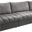 Maklaine Contemporary Velvet Modular Sectional with Deep Channel Tufting in Gray