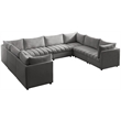 Maklaine Contemporary Velvet Modular Sectional with Deep Channel Tufting in Gray