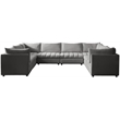 Maklaine Contemporary Velvet Modular Sectional with Deep Channel Tufting in Gray