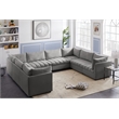 Maklaine Contemporary Velvet Modular Sectional with Deep Channel Tufting in Gray