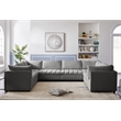 Maklaine Contemporary Velvet Modular Sectional with Deep Channel Tufting in Gray