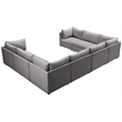 Maklaine Contemporary Velvet Modular Sectional with Deep Channel Tufting in Gray