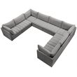 Maklaine Contemporary Velvet Modular Sectional with Deep Channel Tufting in Gray