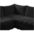Maklaine Contemporary Velvet Modular Sectional w/ Deep Channel Tufting in Black