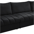 Maklaine Contemporary Velvet Modular Sectional w/ Deep Channel Tufting in Black