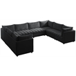 Maklaine Contemporary Velvet Modular Sectional w/ Deep Channel Tufting in Black