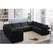Maklaine Contemporary Velvet Modular Sectional w/ Deep Channel Tufting in Black