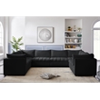 Maklaine Contemporary Velvet Modular Sectional w/ Deep Channel Tufting in Black