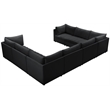Maklaine Contemporary Velvet Modular Sectional w/ Deep Channel Tufting in Black