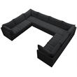 Maklaine Contemporary Velvet Modular Sectional w/ Deep Channel Tufting in Black