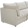 Maklaine Contemporary Velvet Modular Sectional w/ Deep Channel Tufting in Cream