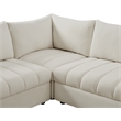 Maklaine Contemporary Velvet Modular Sectional w/ Deep Channel Tufting in Cream