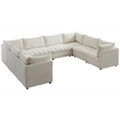 Maklaine Contemporary Velvet Modular Sectional w/ Deep Channel Tufting in Cream