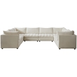 Maklaine Contemporary Velvet Modular Sectional w/ Deep Channel Tufting in Cream