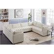 Maklaine Contemporary Velvet Modular Sectional w/ Deep Channel Tufting in Cream