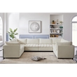 Maklaine Contemporary Velvet Modular Sectional w/ Deep Channel Tufting in Cream