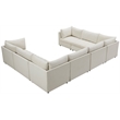 Maklaine Contemporary Velvet Modular Sectional w/ Deep Channel Tufting in Cream