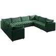 Maklaine Contemporary Velvet Modular Sectional w/ Deep Channel Tufting in Green