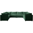 Maklaine Contemporary Velvet Modular Sectional w/ Deep Channel Tufting in Green
