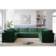 Maklaine Contemporary Velvet Modular Sectional w/ Deep Channel Tufting in Green