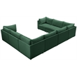 Maklaine Contemporary Velvet Modular Sectional w/ Deep Channel Tufting in Green