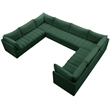 Maklaine Contemporary Velvet Modular Sectional w/ Deep Channel Tufting in Green