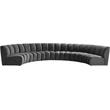 Maklaine 6-Piece Contemporary Velvet Modular Sectional in Gray