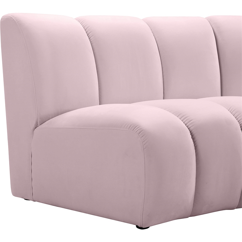 Maklaine 8-Piece Modular Contemporary Velvet Sectional Sofa in Pink