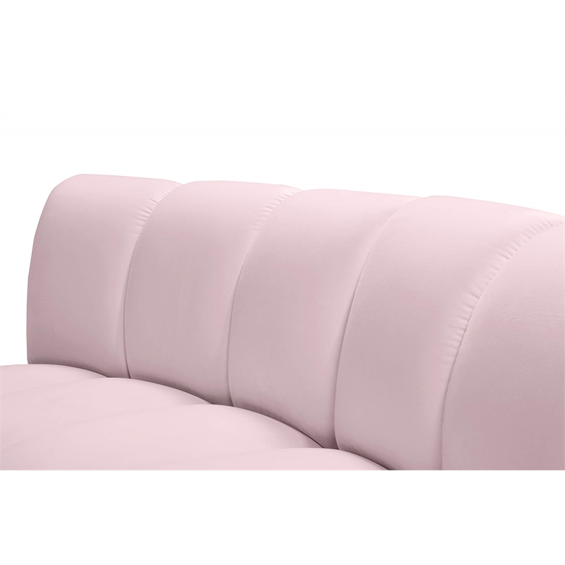 Maklaine 8-Piece Modular Contemporary Velvet Sectional Sofa in Pink