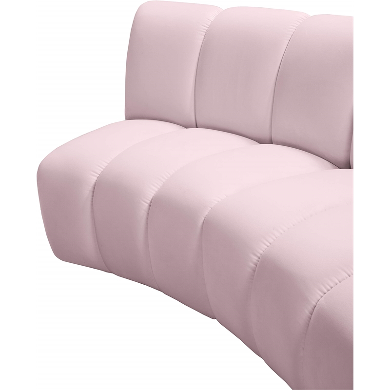 Maklaine 8-Piece Modular Contemporary Velvet Sectional Sofa in Pink