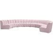 Maklaine 8-Piece Modular Contemporary Velvet Sectional Sofa in Pink