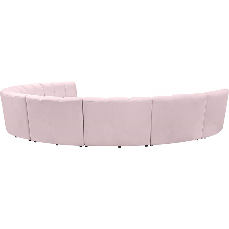 Maklaine 8-Piece Modular Contemporary Velvet Sectional Sofa in Pink