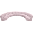 Maklaine 8-Piece Modular Contemporary Velvet Sectional Sofa in Pink
