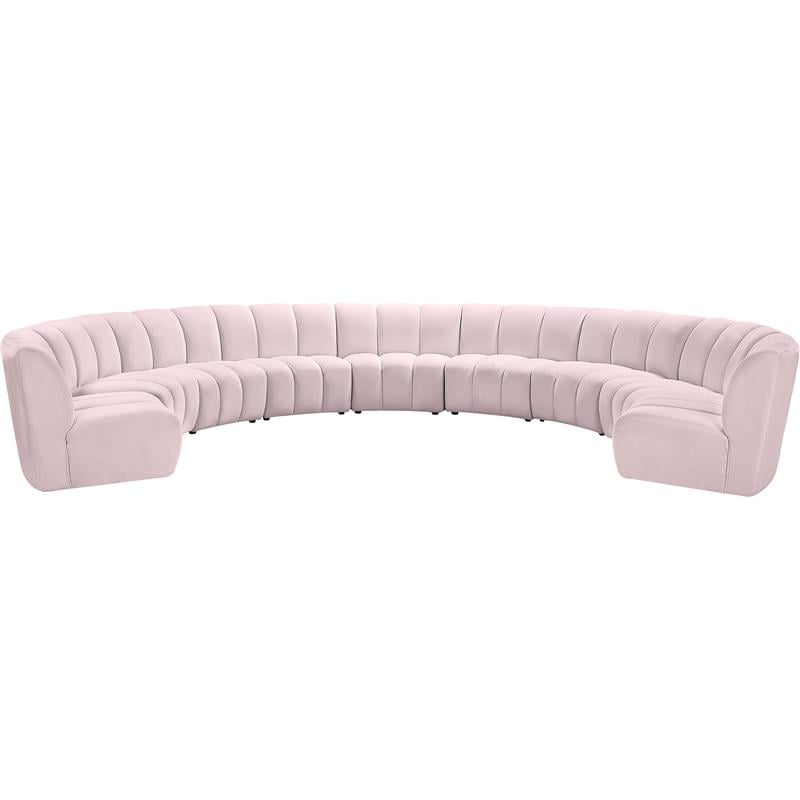 Maklaine 9-Piece Contemporary Velvet Modular Sectional in Pink