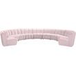 Maklaine 9-Piece Contemporary Velvet Modular Sectional in Pink