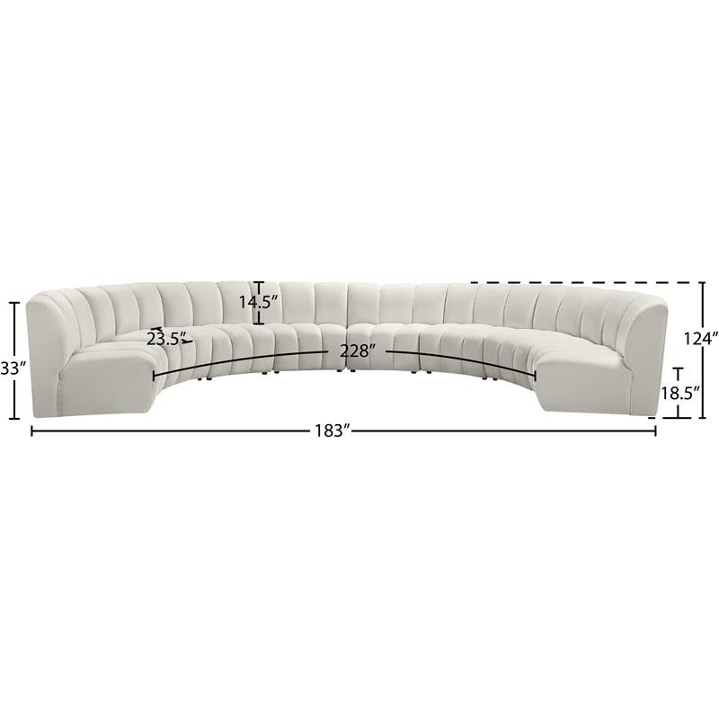 Maklaine 8-Piece Contemporary Velvet Modular Sectional in Cream