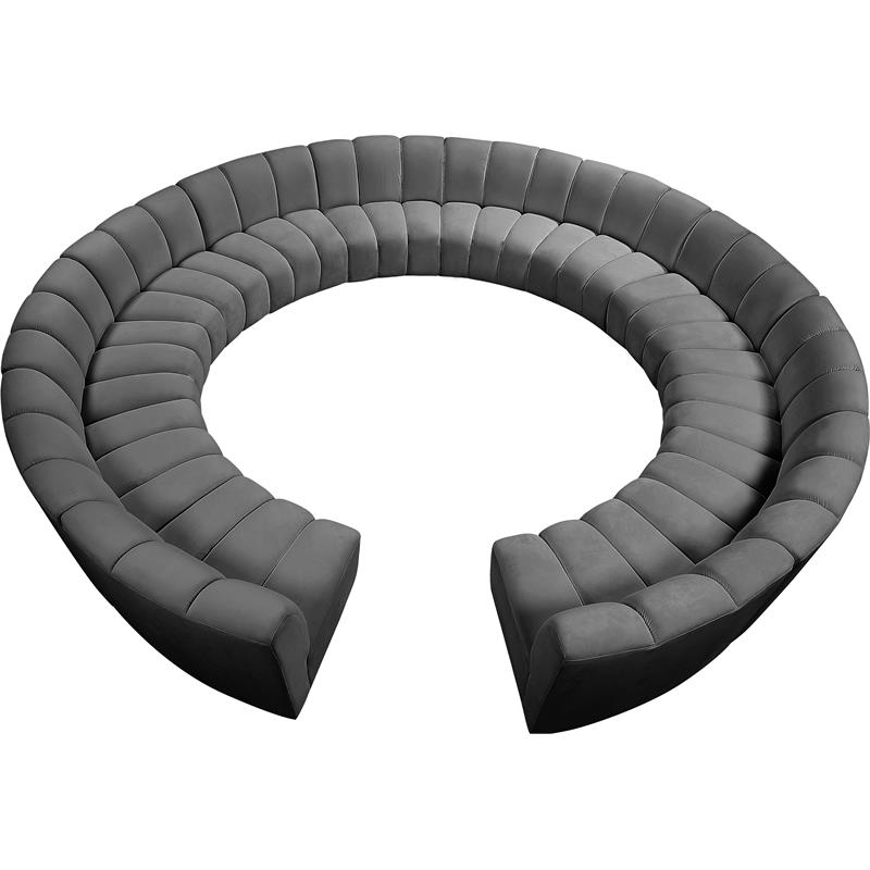 Maklaine 12-Piece Contemporary Velvet Modular Sectional in Gray