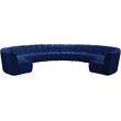 Maklaine 10-Piece Contemporary Velvet Modular Sectional in Navy