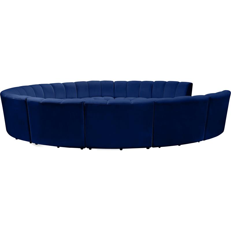 Maklaine 11-Piece Modular Contemporary Velvet Sectional Sofa - Navy