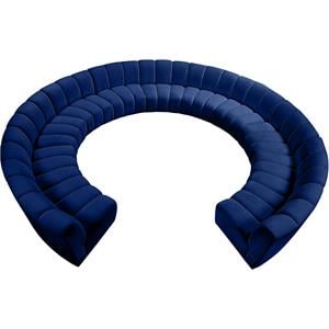 Maklaine 11-Piece Modular Contemporary Velvet Sectional Sofa - Navy
