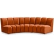 Maklaine 8-Piece Modular Contemporary Velvet Sectional Sofa in Mahogany